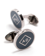 Dunhill logo-print cufflink for men steel silver , Blue 