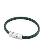 Aigner Bracelet for men Silver chain , leather Black & Green
