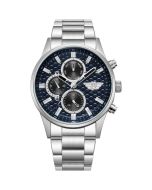 Police Tauriko watch for men steel silver , Blue 