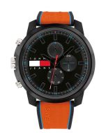 Tommy Hilfiger men Quartz watch with orange silicon