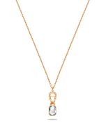 Aigner logo ladies necklace steel rose gold with crystal