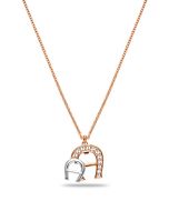 Aigner A logo ladies long necklace steel rose gold 