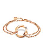 Aigner double bracelet for ladies steel rose gold