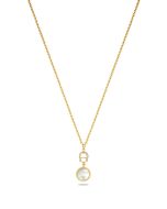 Aigner logo chain necklace gold with mother of Pearl