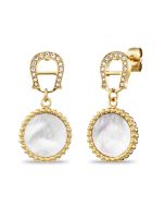 Aigner logo chain earring gold with mother of Pearl