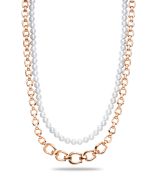 Aigner double ladies necklace steel rose gold , Silver