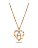 Aigner Heart logo necklace rose gold with crystal