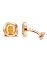 Aigner gent cufflink with gold logo and steel rose gold 