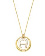 Aigner A .Logo ladies short necklace steel gold with Pearl