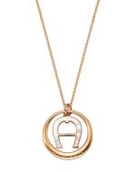 Aigner A .Logo ladies short necklace steel rose gold with Pearl