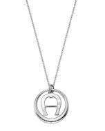 Aigner A .Logo ladies short necklace steel silver with Pearl