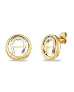 Aigner A .Logo ladies earring steel gold with Pearl