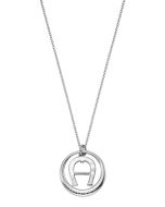 Aigner long necklace for women steel silver with natural pearl 
