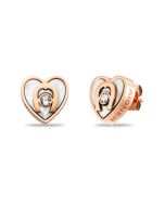 Aigner Women's Heart Earrings – Steel Rose Gold with Pearls 