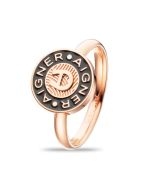 Aigner Ladies Ring with Logo Stainless Steel Rose Gold Size 54