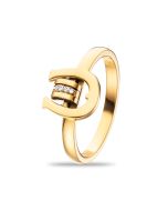 Aigner women ring stainless steel gold - crystal size 56