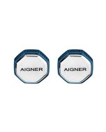 Aigner GAVINO cufflink for men steel silver , Blue 