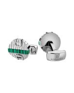 Aigner FARO cufflink for men steel silver , Green 