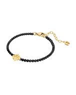 Aigner A logo bracelet for women gold with black beads