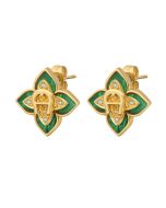 Aigner Flora ladies earring stainless steel gold , Green 