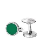 Saint Honore Silver-Tone Cufflinks with Green