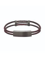 Cerruti 1881 STRINGS leather bracelet for men black , Brown