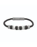 Cerruti 1881 CHISELLED leather bracelet for men black
