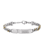 Diesel Two-Tone Stainless Steel ID Chain Men Bracelet 
