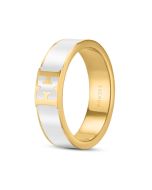 Escada Scarlett Gold Plated White Enamel Ring Size 54