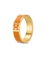 Escada Scarlett Gold Plated Orange Enamel Ring Size 54