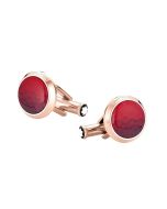 Montblanc Round Cufflink in Steel with Red Inlay