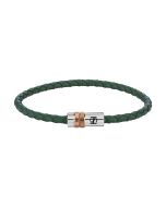 Saint Honore Green Leather Bracelet with Gold and Silver 