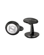 Saint Honore Black and Silver Cufflinks - Engraved Logo