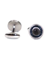 Police logo cufflink steel silver - Blue 