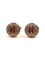 Police Round Gold Cufflinks with "P" Logo