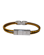 Aigner bracelet for men silver with yellow leather