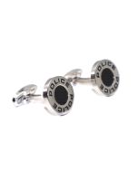 Police gent cufflink steel silver with black carbon 