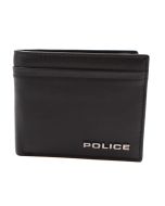 Police Men's Leather Wallet - Black with Metal Logo