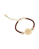 Just Cavalli Brown Leather Bracelet with Golden Details