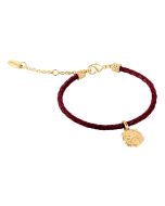 Just Cavalli Women Red Leather Bracelet - Gold Tiger Head 