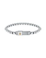 Maserati J logo men bracelet steel silver with gold logo 