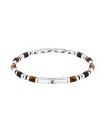 Maserati ICONIC men bracelet silver , Brown size 18.5+3CM