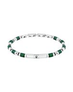 Maserati ICONIC men bracelet silver , Green size 18.5+3CM