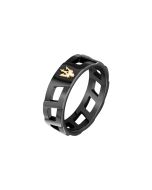 Maserati ICONIC men ring stainless steel black , Gold size 21