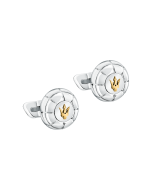 Maserati cufflink for men steel silver with gold logo