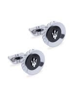 Maserati logo cufflink for men stainless black , Silver 