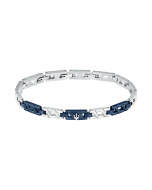 Maserati Men logo bracelet silver , Blue size 18cm