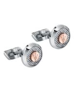 Maserati cufflink for men steel silver , Rose gold 