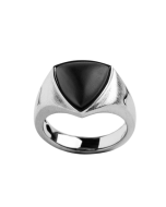 Zyan Silver Ring with Triangular Black Onyx size 6.5