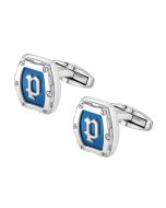 Police BOLTED cufflink for men steel blue , Silver 